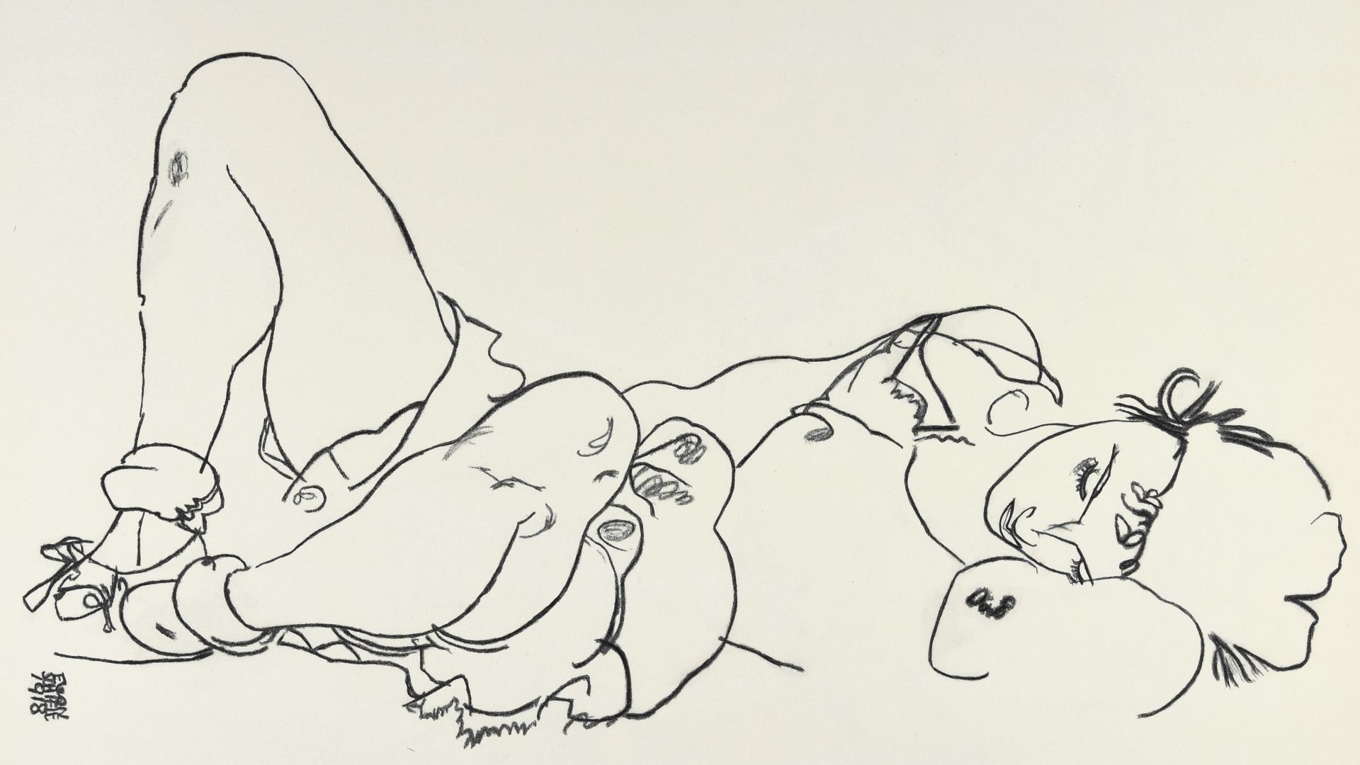 EGON SCHIELE | La Femme allongée (Liegender), 1918 | Lithographie