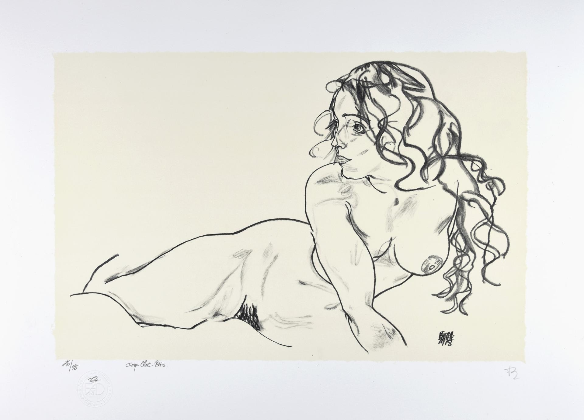 EGON SCHIELE | The girl with long hair, 1918 | Lithograph