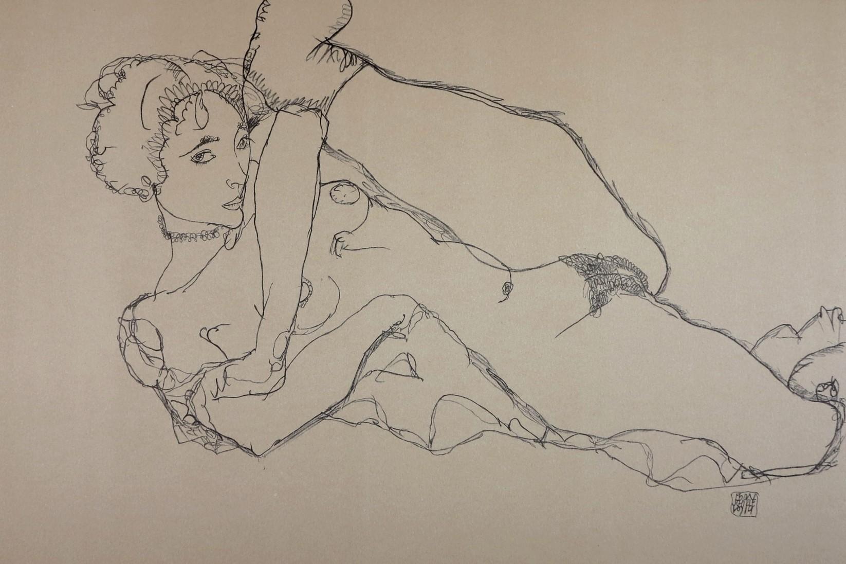 EGON SCHIELE | Portrait de Gerti Schiele, 1909 | Lithographie